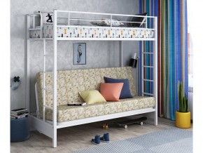Двухъярусная кровать с диваном Мадлен белая-пифагор в Бакале - bakal.mebel74.com | фото