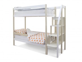 Двухъярусная кровать Svogen с бортиком бежево-белый в Бакале - bakal.mebel74.com | фото