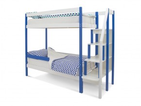 Двухъярусная кровать Svogen с бортиком синий-белый в Бакале - bakal.mebel74.com | фото 1