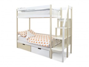 Двухъярусная кровать Svogen с ящиками бежево-белый в Бакале - bakal.mebel74.com | фото
