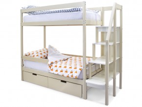 Двухъярусная кровать Svogen с ящиками и бортиком бежевый в Бакале - bakal.mebel74.com | фото