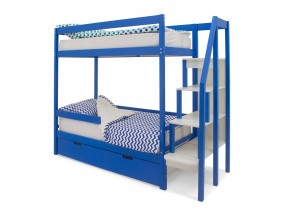 Двухъярусная кровать Svogen с ящиками и бортиком синий в Бакале - bakal.mebel74.com | фото