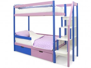 Двухъярусная кровать Svogen с ящиками и бортиком синий-лаванда в Бакале - bakal.mebel74.com | фото