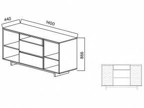 Комодино Moderno-1400 Ф1 в Бакале - bakal.mebel74.com | фото 2