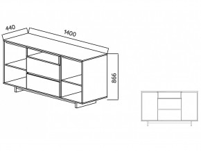 Комодино Moderno-1400 Ф6 в Бакале - bakal.mebel74.com | фото 4