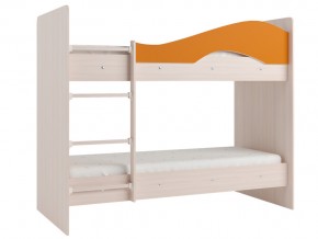 Кровать 2-х ярусная Мая на латофлексах млечный дуб, оранжевая в Бакале - bakal.mebel74.com | фото