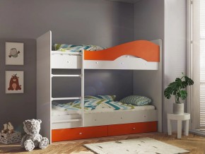 Кровать 2-х ярусная Мая с ящиками на латофлексах белый-оранж в Бакале - bakal.mebel74.com | фото