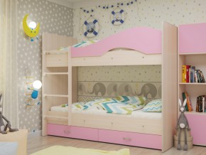 Кровать 2-х ярусная Мая с ящиками на латофлексах розовая в Бакале - bakal.mebel74.com | фото 1