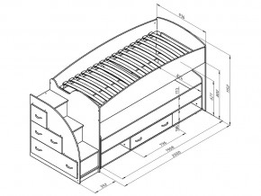 Кровать чердак Дюймовочка 4/3 Голубой в Бакале - bakal.mebel74.com | фото 2