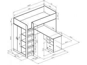 Кровать чердак Теремок 3 Сонома-Розовый в Бакале - bakal.mebel74.com | фото 2