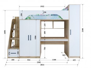 Кровать чердак Тея с пеналом винтерберг-лазурь в Бакале - bakal.mebel74.com | фото 2