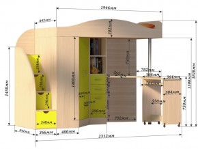 Кровать чердак Юниор 4 дуб молочный-бодега в Бакале - bakal.mebel74.com | фото 3