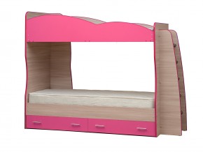 Кровать детская двухъярусная Юниор 1.1 розовая в Бакале - bakal.mebel74.com | фото