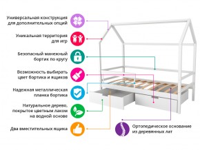 Кровать-домик Svogen с фото с ящиками и бортиком бежевый/зверята в Бакале - bakal.mebel74.com | фото 2