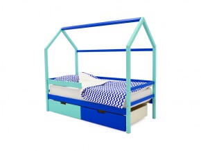 Кровать-домик Svogen с ящиками и бортиком мятно-синий в Бакале - bakal.mebel74.com | фото 1