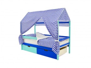 Кровать-домик Svogen с ящиками и бортиком мятно-синий в Бакале - bakal.mebel74.com | фото 4