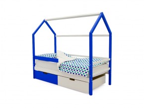 Кровать-домик Svogen с ящиками и бортиком сине-белый в Бакале - bakal.mebel74.com | фото 1