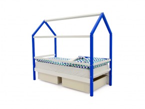 Кровать-домик Svogen с ящиками и бортиком сине-белый в Бакале - bakal.mebel74.com | фото 3