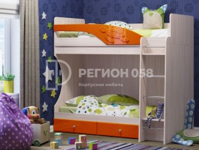 Кровать двухъярусная Бемби МДФ Апельсин металлик в Бакале - bakal.mebel74.com | фото 1