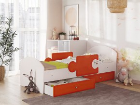 Кровать Мозаика с ящиком и бортиками на ламелях белый-оранж в Бакале - bakal.mebel74.com | фото