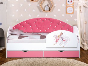 Кровать с продольной мягкой спинкой Сердце №1 800х1900 мм розовая в Бакале - bakal.mebel74.com | фото 2
