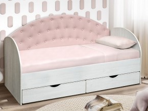 Кровать с продольной мягкой спинкой Софа №10 розовый 800х1600 в Бакале - bakal.mebel74.com | фото 1