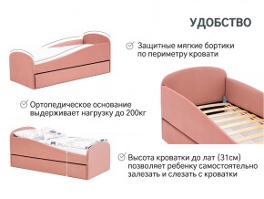 Кровать с ящиком Letmo пудровый (велюр) в Бакале - bakal.mebel74.com | фото 2