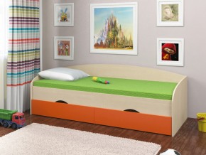 Кровать Соня 2 дуб молочный-оранжевый в Бакале - bakal.mebel74.com | фото 1