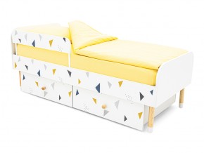 Кровать Stumpa Классика с бортиком и ящиками Треугольники желтый, синий в Бакале - bakal.mebel74.com | фото
