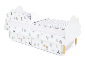 Кровать Stumpa Облако бортик и ящики рисунок Домики в Бакале - bakal.mebel74.com | фото 1