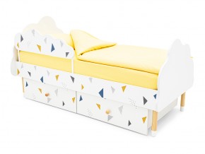Кровать Stumpa Облако бортик и ящики рисунок Треугольники желтый, синий в Бакале - bakal.mebel74.com | фото