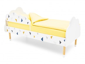 Кровать Stumpa Облако с бортиком рисунок Треугольники желтый, синий в Бакале - bakal.mebel74.com | фото