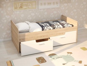 Кровать Умка дуб сонома с белыми ящиками в Бакале - bakal.mebel74.com | фото