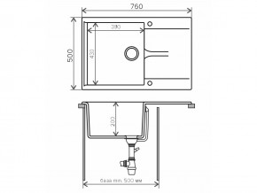 Мойка гранитная Gals-760 Бежевый 27 в Бакале - bakal.mebel74.com | фото 2