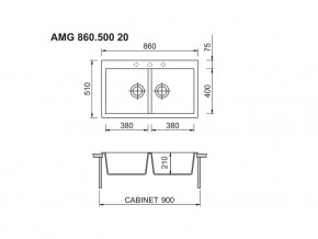 Мойка Longran Amanda AMG 860.500 20 в Бакале - bakal.mebel74.com | фото 2