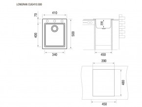 Мойка Longran Cube CUG 410.500 в Бакале - bakal.mebel74.com | фото 2