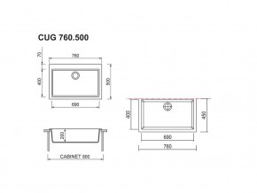 Мойка Longran Cube CUG 760.500 в Бакале - bakal.mebel74.com | фото 2