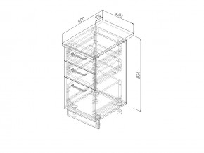 Н3Я 40 Модуль нижний Без Столешницы 3 ящика МН3Я 40 в Бакале - bakal.mebel74.com | фото