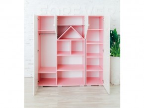 Шкаф-стеллаж Домик с пеналами розово-белый в Бакале - bakal.mebel74.com | фото 2