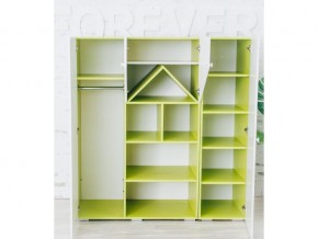Шкаф-стеллаж Домик с пеналами зеленый-белый в Бакале - bakal.mebel74.com | фото 2