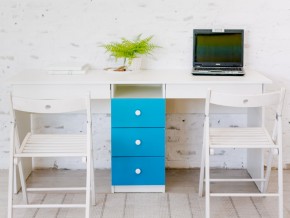 Стол письменный двухместный В 5 голубой в Бакале - bakal.mebel74.com | фото